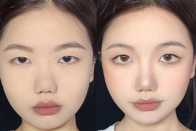 扁平臉?biāo)忸^鼻修容教程
