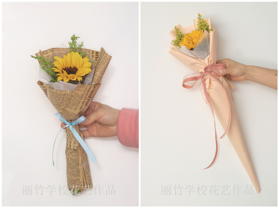 小花束的包扎教程，南寧花藝學(xué)校準(zhǔn)備好了