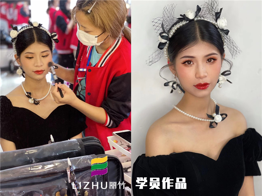 廣西美妝造型培訓(xùn)學(xué)校作品：輕復(fù)古造型、韓式披發(fā)新娘造型