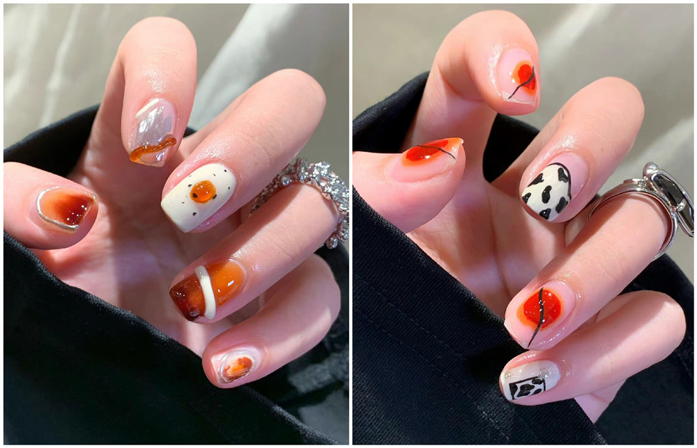 鴛鴦撞色美甲，廣西美甲學(xué)校十大名校分享