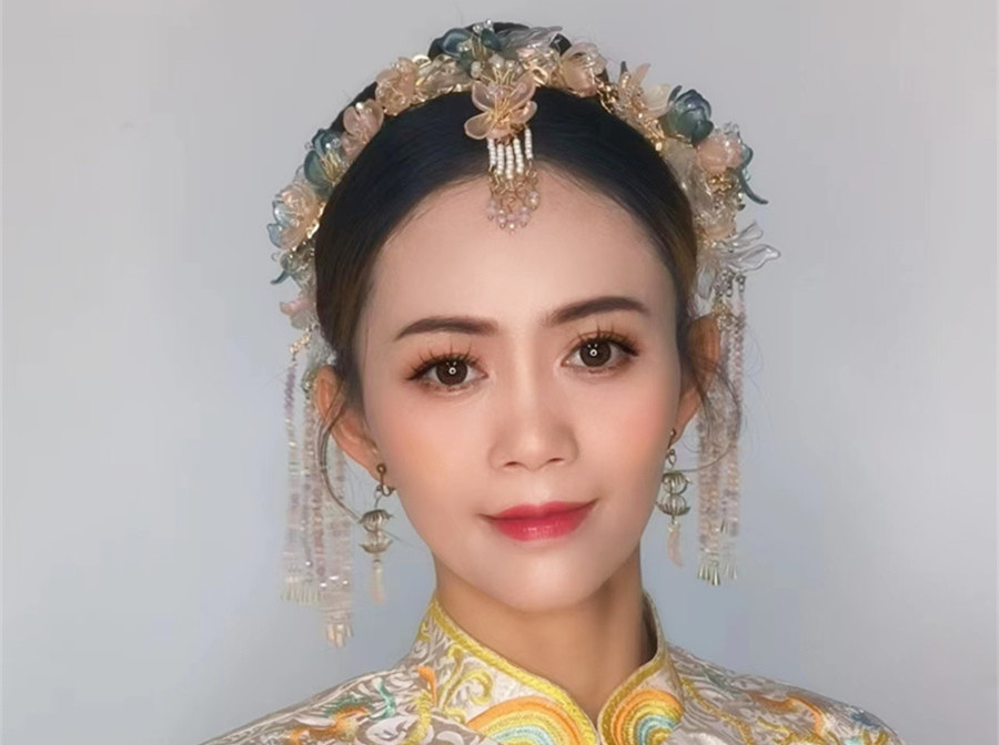 國風新娘造型，廣西新娘彩妝造型學校演繹中國美