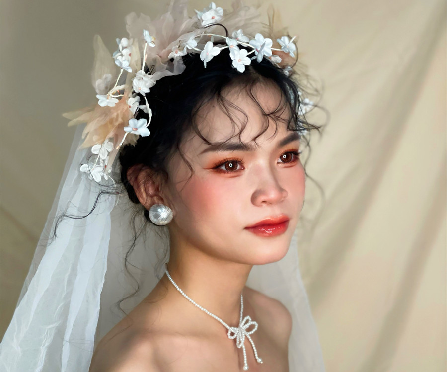 慵懶法式浪漫新娘，南寧妝容造型培訓作品