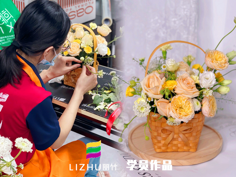 奶油系手提花籃特點，?廣西學花藝零基礎(chǔ)課程