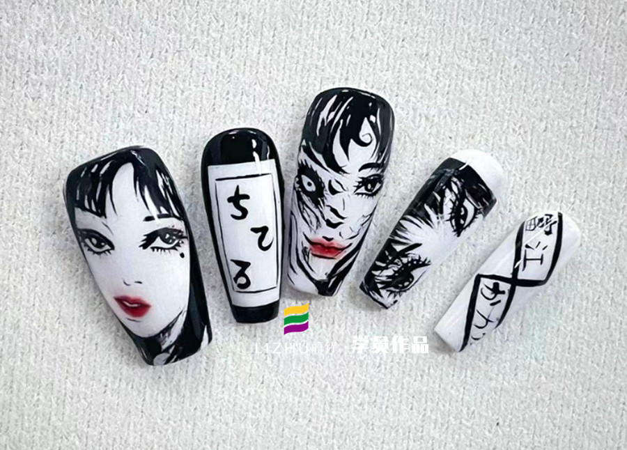 動(dòng)漫《富江》美甲，廣西美甲實(shí)訓(xùn)作品