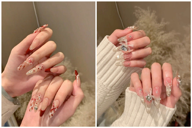 貼鉆長美甲，南寧美甲造型師學(xué)校收集整理