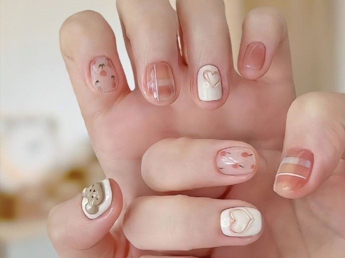 清新短甲圖片，廣西美甲店學(xué)徒推薦款