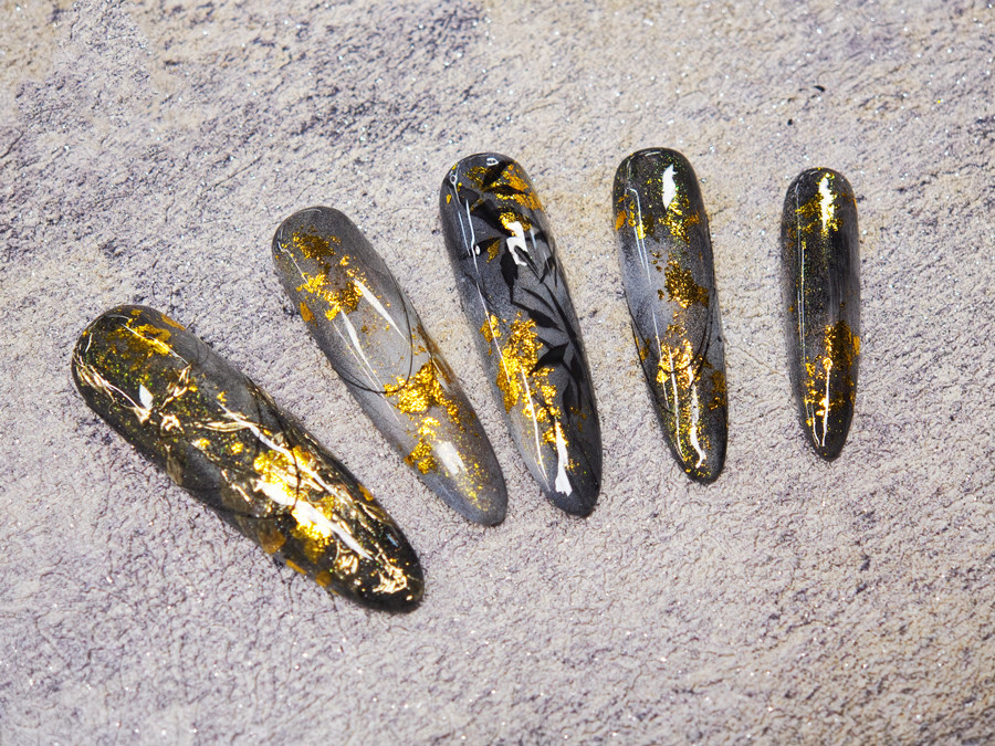 新中式竹林美甲，廣西美甲學(xué)校排名前十作品