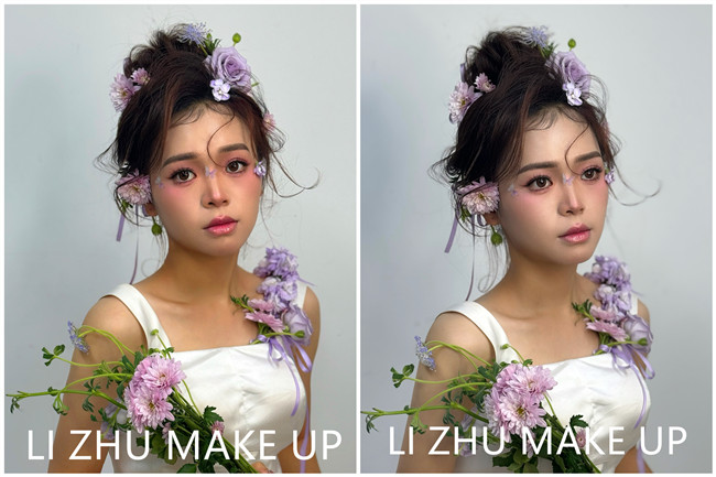 鮮花抽絲造型，南寧化妝高彩造型學(xué)校作品欣賞