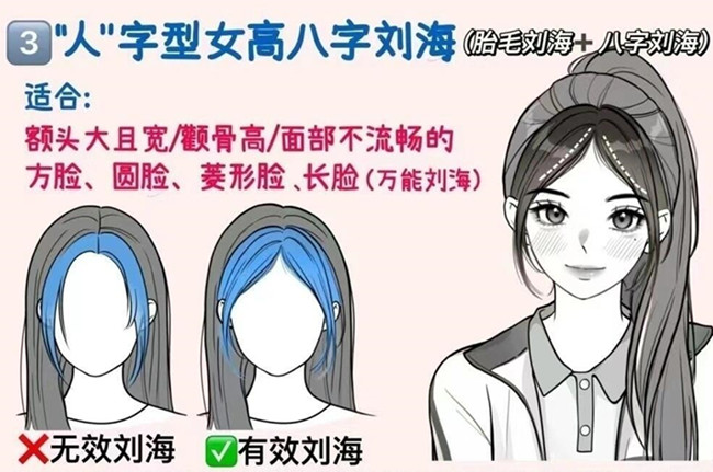 如何護理“人”字女高八字劉海教程，南寧學(xué)女發(fā)