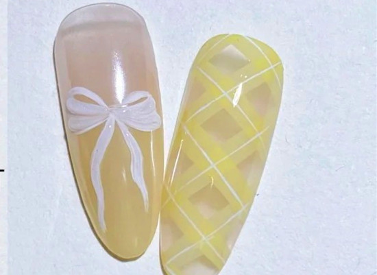 格紋蝴蝶結(jié)美甲教程，南寧美甲進(jìn)修整理