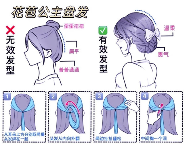 廣西學(xué)盤發(fā)：花苞公主盤發(fā)教程