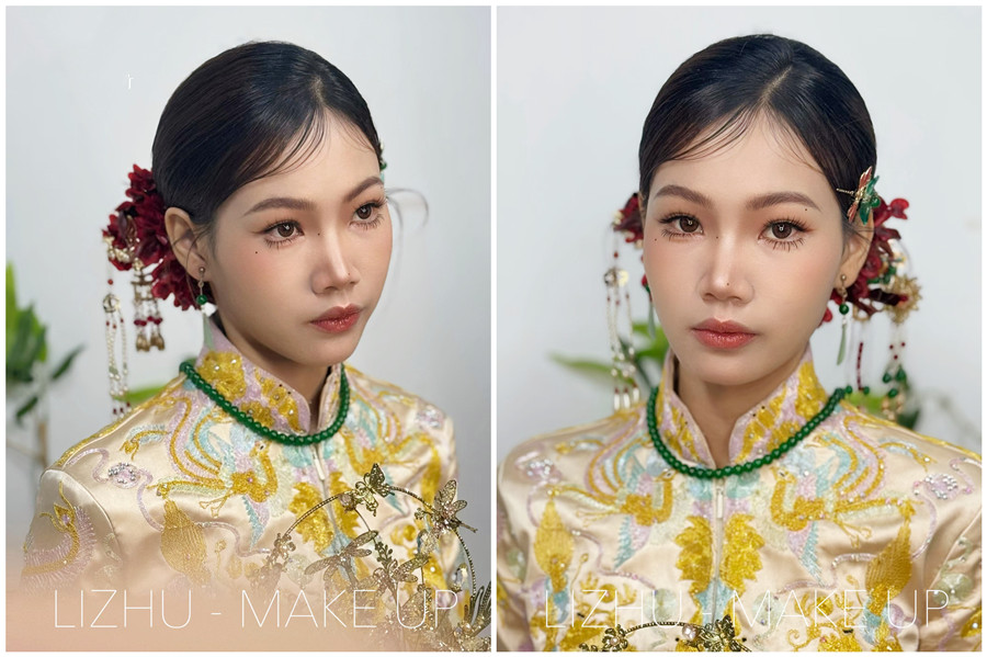龍鳳褂新娘造型解析，廣西新娘化妝跟妝