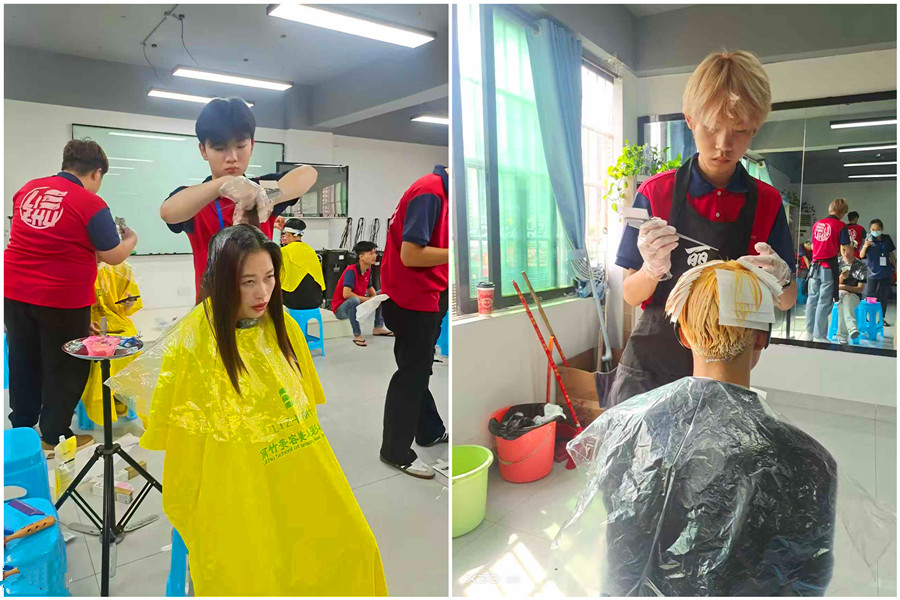 廣西燙染技師班實訓練習課堂花絮