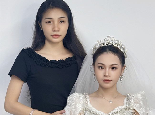 婚禮新娘造型，南寧化妝高彩班學(xué)員作品