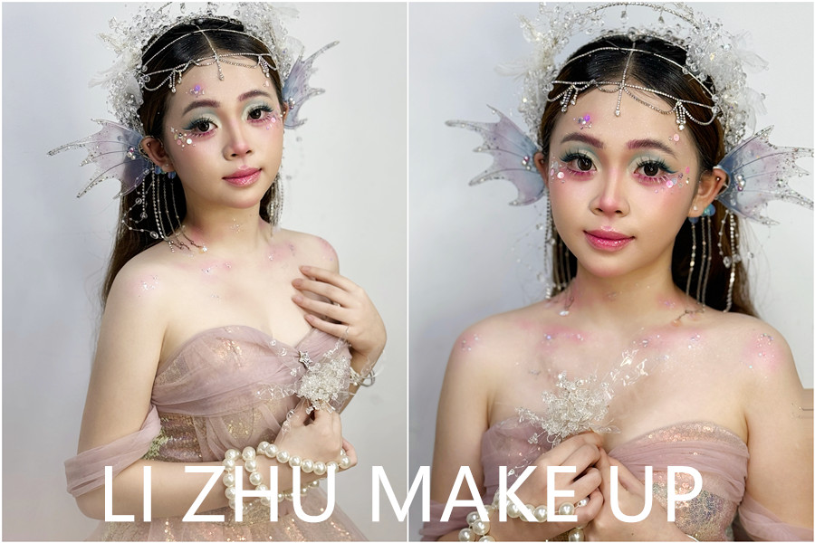 人魚妝造手法示范，南寧美妝專業(yè)學(xué)校課堂