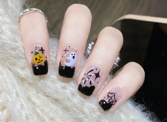 萬(wàn)圣節(jié)煙花美甲，南寧美甲進(jìn)修分享教程