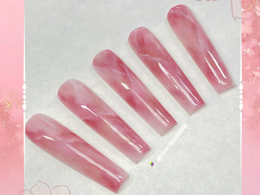 大理石暈染美甲，南寧教美甲