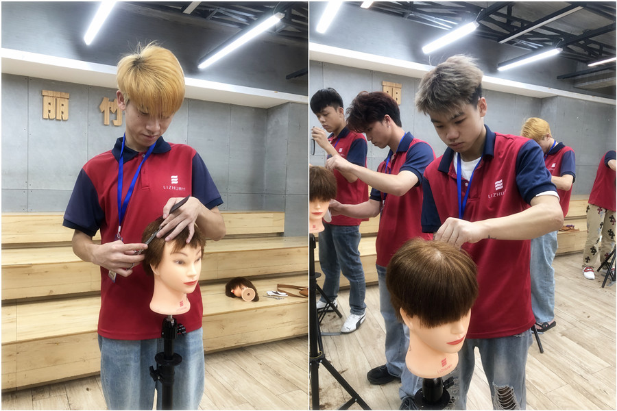 南寧美發(fā)課堂：男發(fā)班頭模練習(xí)花絮